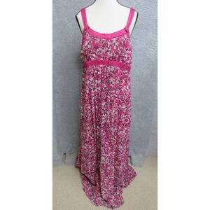 Calvin Klein Dress Womens Medium Pink Floral Maxi Sleeveless Lined Summer V Neck